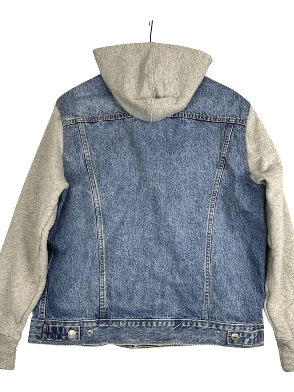 Levi’s Jacket Mens Medium Blue Hybrid Hoodie Trucker Jean Denim Gray Fleece